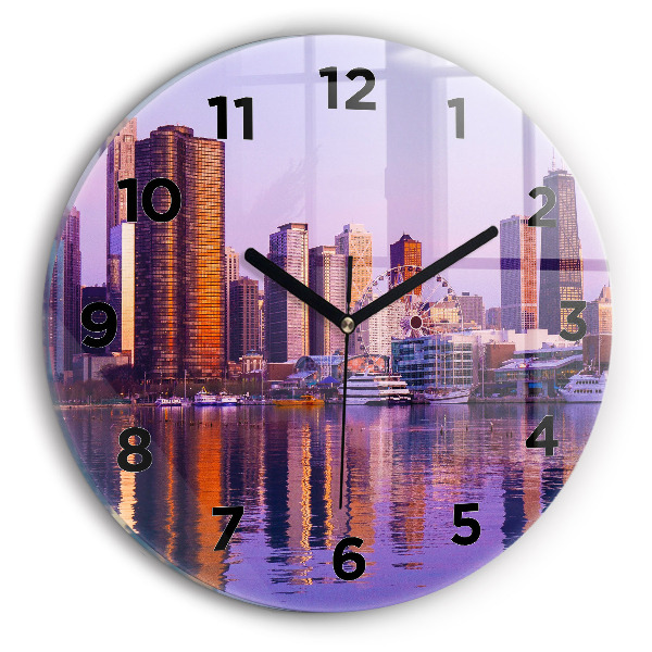 Orologio rotondo in vetro Vista dei grattacieli degli USA