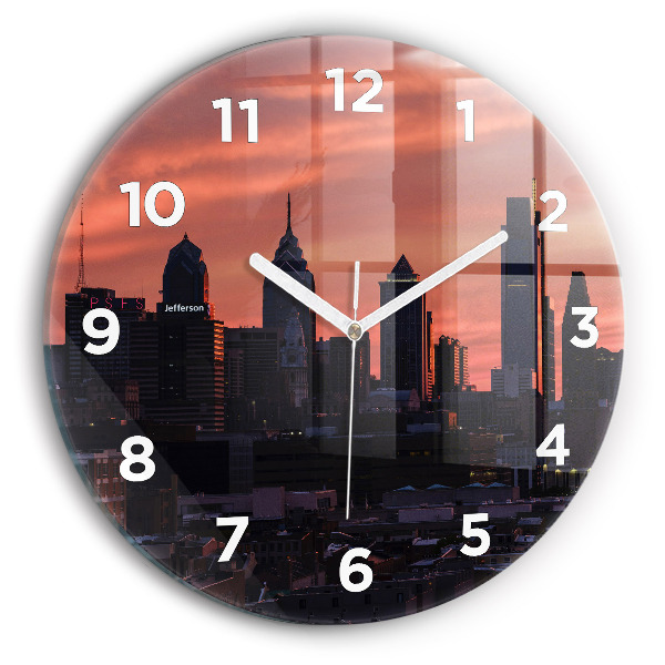 Orologio rotondo in vetro Skyline della città di Filadelfia