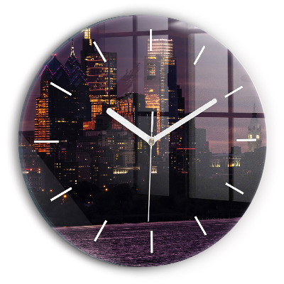 Orologio rotondo in vetro Skyline della città di Filadelfia