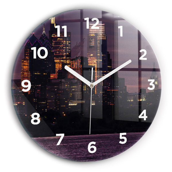 Orologio rotondo in vetro Skyline della città di Filadelfia