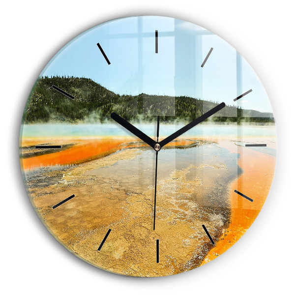 Orologio rotondo in vetro Lago con montagne