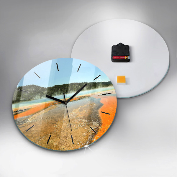 Orologio rotondo in vetro Lago con montagne