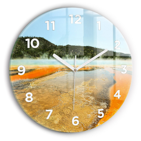 Orologio rotondo in vetro Lago con montagne