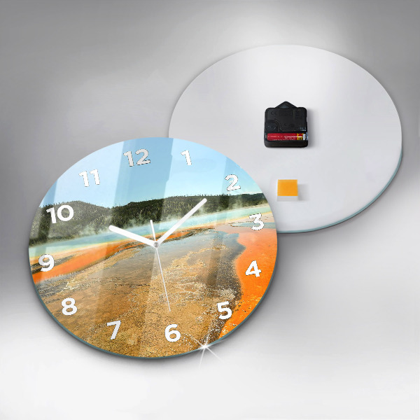 Orologio rotondo in vetro Lago con montagne