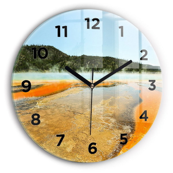 Orologio rotondo in vetro Lago con montagne