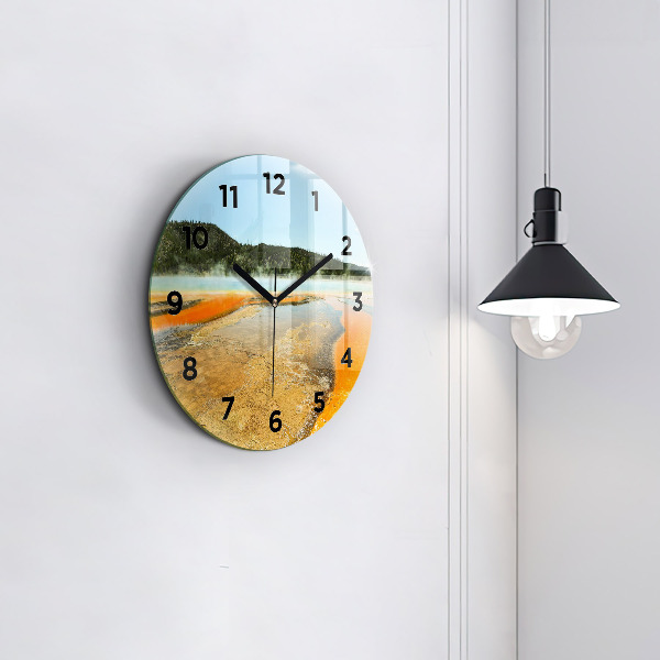 Orologio rotondo in vetro Lago con montagne