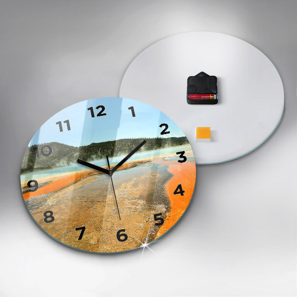 Orologio rotondo in vetro Lago con montagne