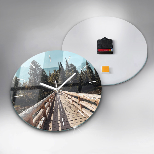 Orologio rotondo in vetro Montagne nello Yellowstone
