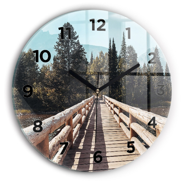 Orologio rotondo in vetro Montagne nello Yellowstone