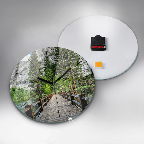 Orologio rotondo in vetro Ponte di legno di Yosemite