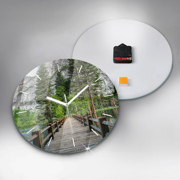 Orologio rotondo in vetro Ponte di legno di Yosemite