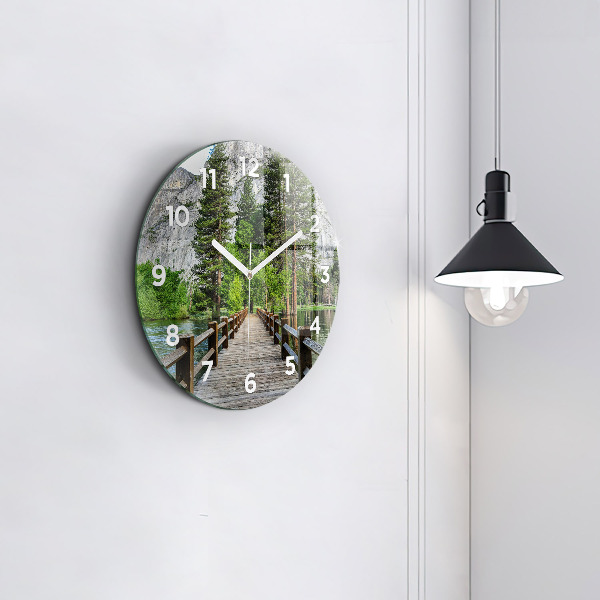 Orologio rotondo in vetro Ponte di legno di Yosemite