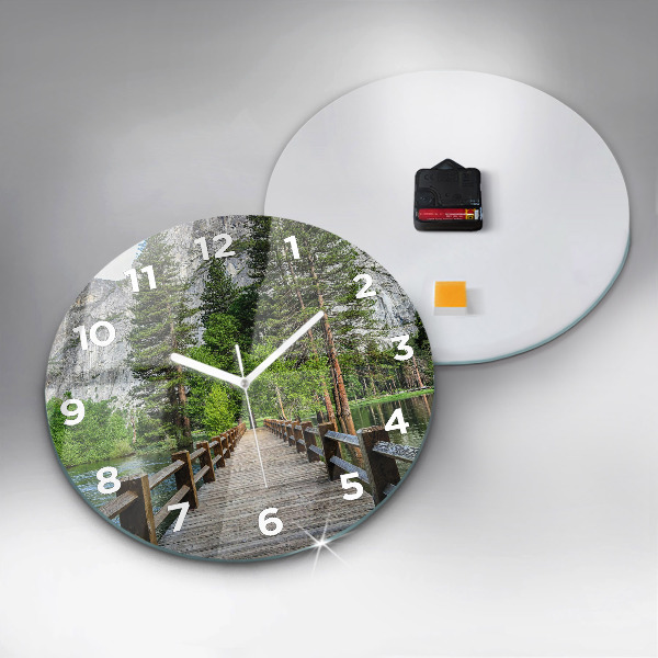 Orologio rotondo in vetro Ponte di legno di Yosemite