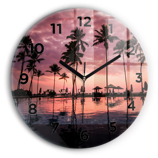 Orologio rotondo in vetro Palme alle Hawaii
