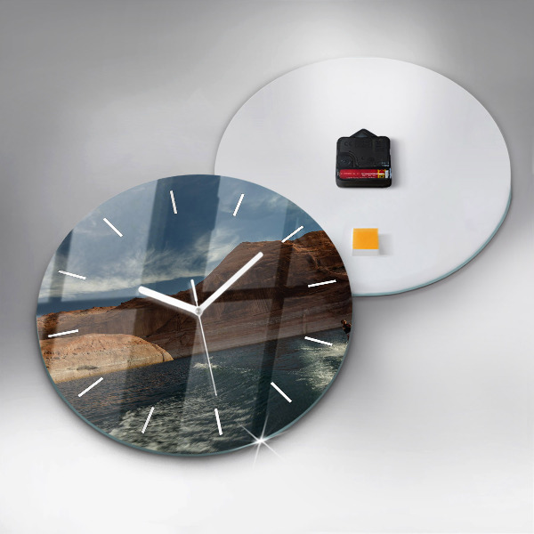 Orologio rotondo in vetro Persona sugli sci d'acqua