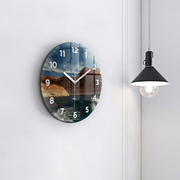 Orologio rotondo in vetro Persona sugli sci d'acqua