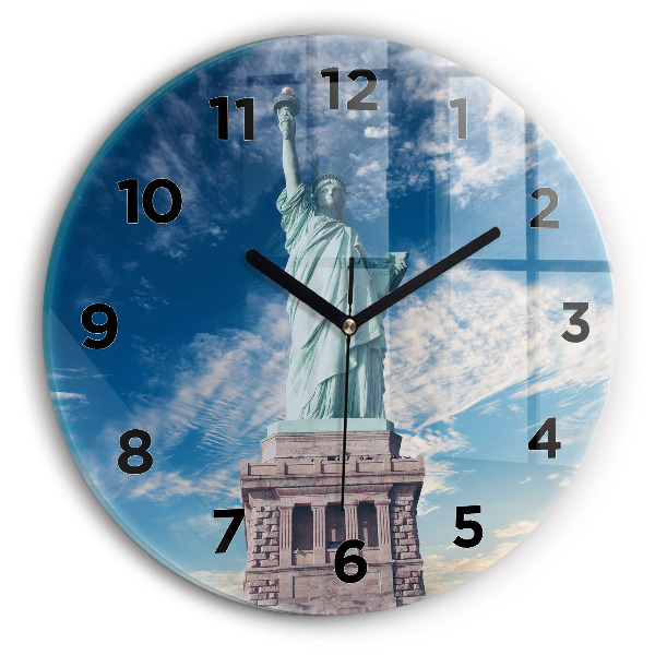 Orologio rotondo in vetro Statua della Libertà New York