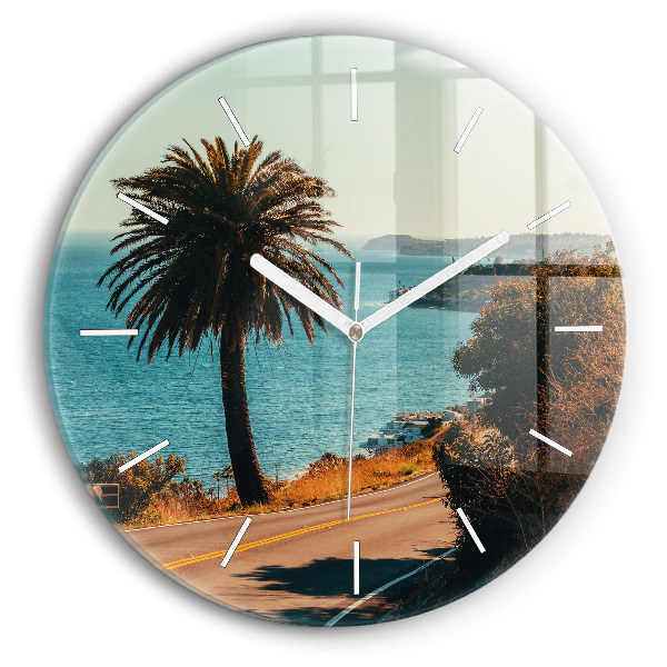 Orologio rotondo in vetro Palme a Malibu