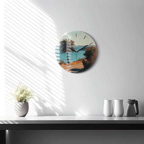 Orologio rotondo in vetro Palme a Malibu