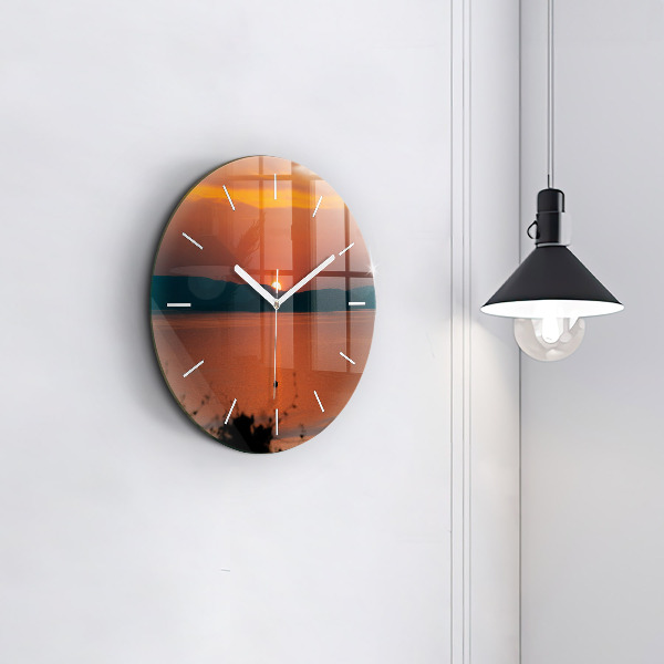 Orologio rotondo in vetro Lago Balaton di sera