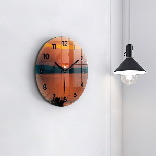 Orologio rotondo in vetro Lago Balaton di sera
