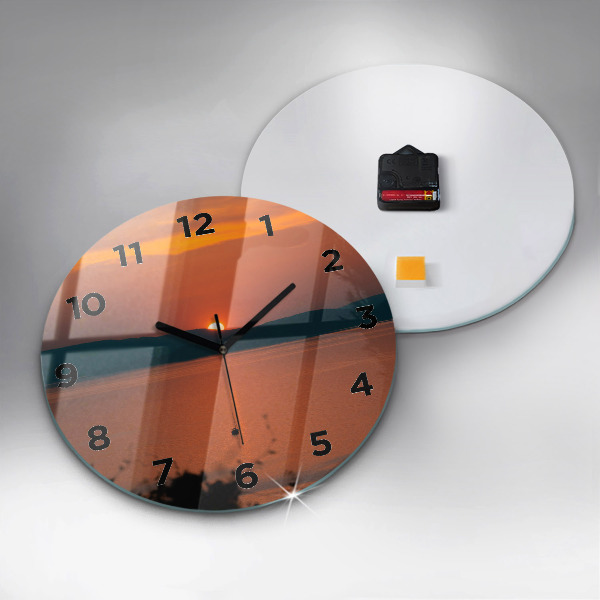 Orologio rotondo in vetro Lago Balaton di sera