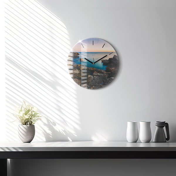 Orologio rotondo in vetro Paesaggio marino
