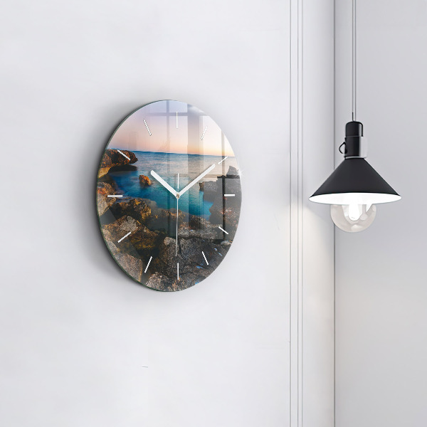 Orologio rotondo in vetro Paesaggio marino