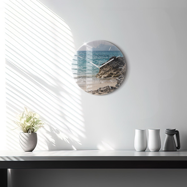 Orologio rotondo in vetro Vista sul Mar Mediterraneo