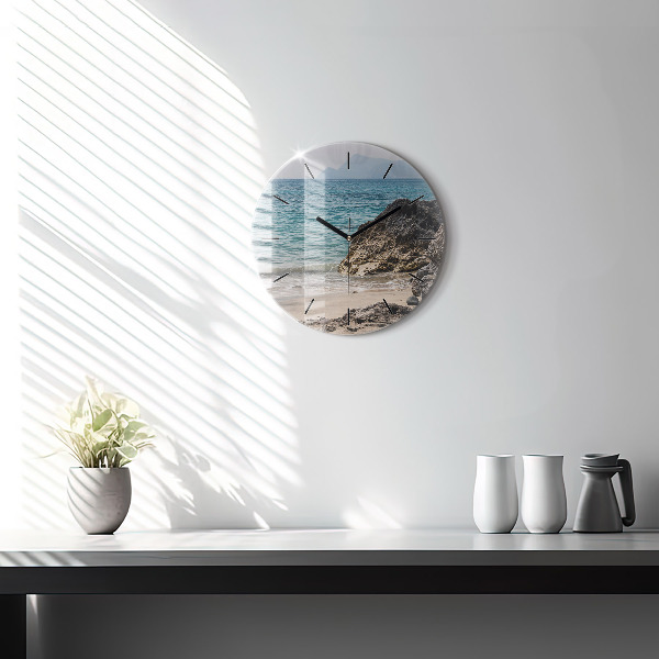 Orologio rotondo in vetro Vista sul Mar Mediterraneo
