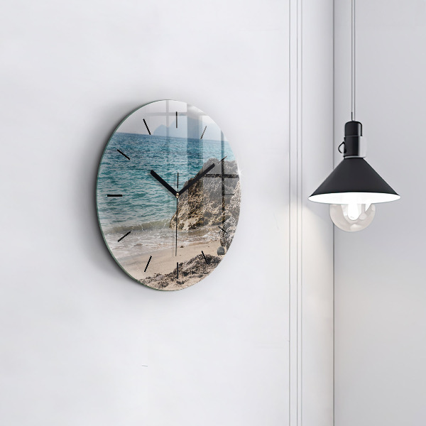 Orologio rotondo in vetro Vista sul Mar Mediterraneo