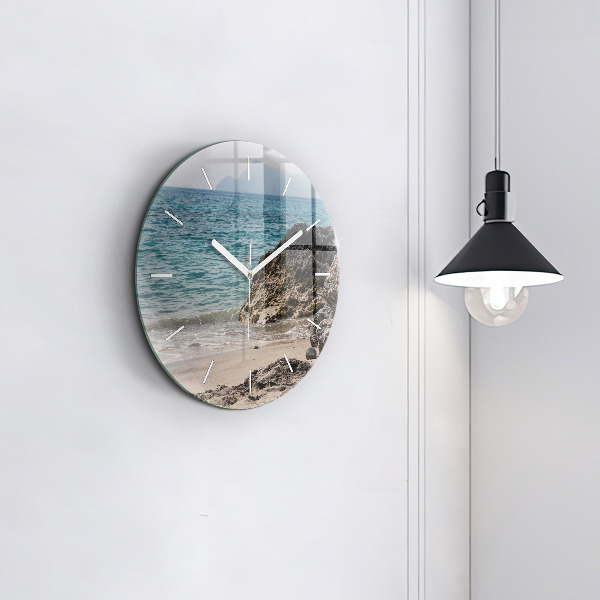 Orologio rotondo in vetro Vista sul Mar Mediterraneo