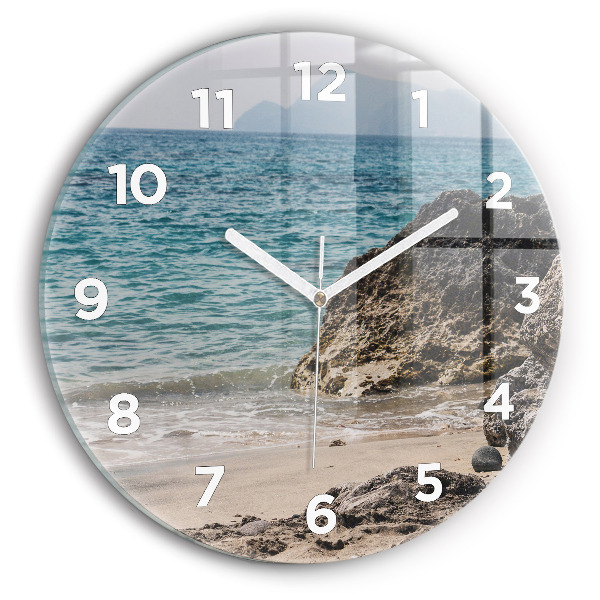 Orologio rotondo in vetro Vista sul Mar Mediterraneo