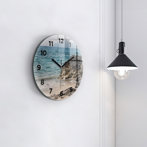 Orologio rotondo in vetro Vista sul Mar Mediterraneo