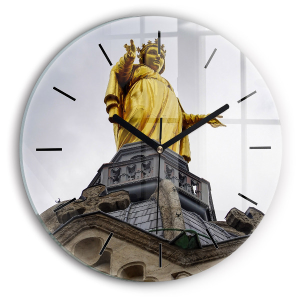 Orologio rotondo in vetro Statua della Vergine Maria a Lione