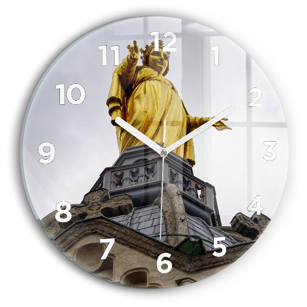 Orologio rotondo in vetro Statua della Vergine Maria a Lione