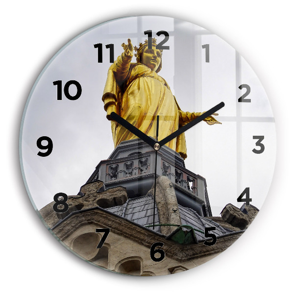 Orologio rotondo in vetro Statua della Vergine Maria a Lione