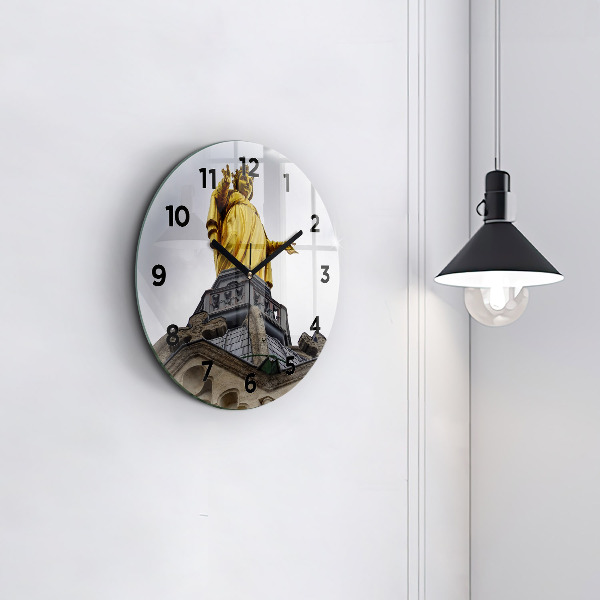 Orologio rotondo in vetro Statua della Vergine Maria a Lione