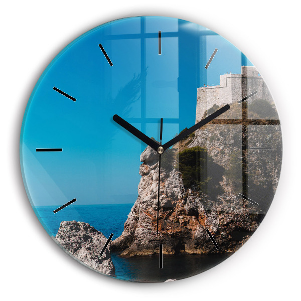 Orologio rotondo in vetro Scogliere a Dubrovnik