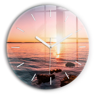 Orologio rotondo in vetro Rocce al tramonto