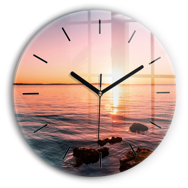 Orologio rotondo in vetro Rocce al tramonto