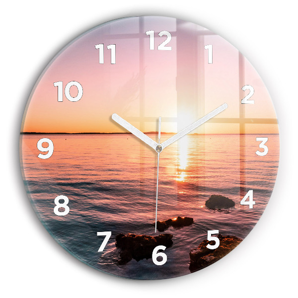 Orologio rotondo in vetro Rocce al tramonto