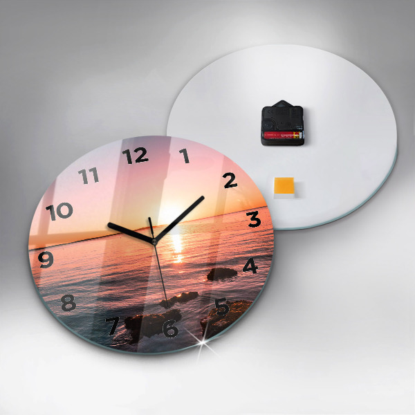 Orologio rotondo in vetro Rocce al tramonto