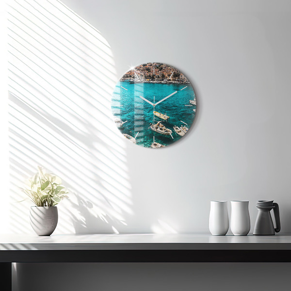 Orologio rotondo in vetro Barche in Croazia