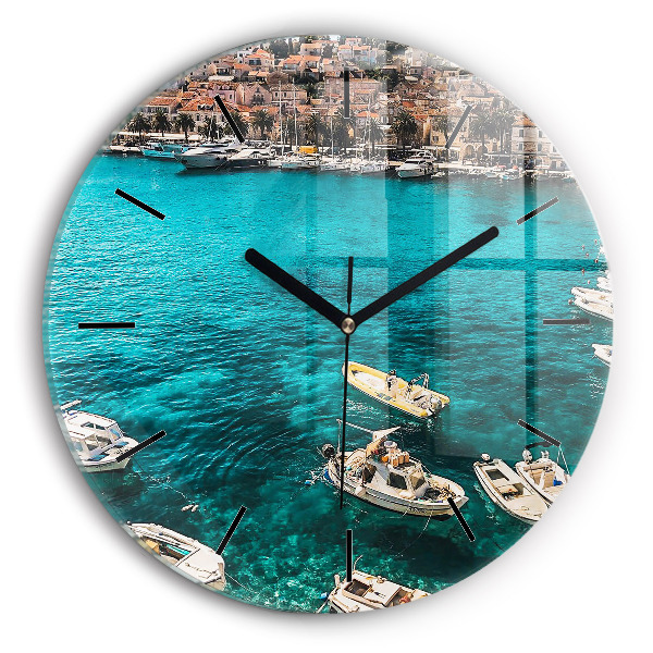 Orologio rotondo in vetro Barche in Croazia