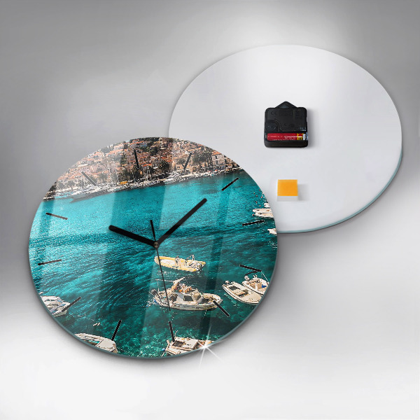 Orologio rotondo in vetro Barche in Croazia