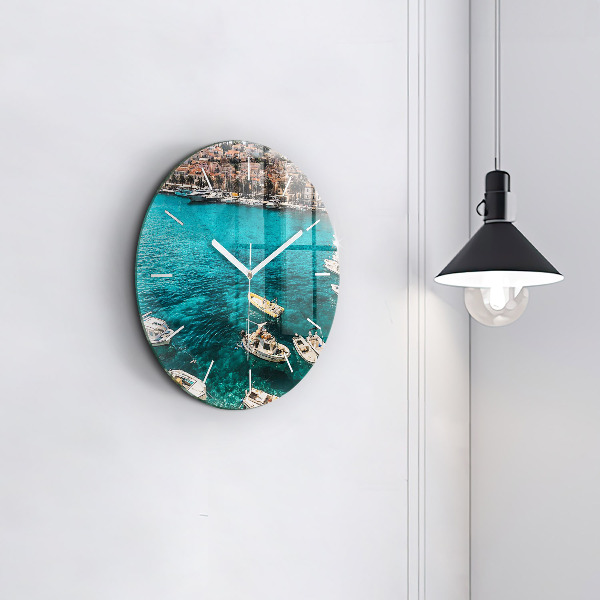 Orologio rotondo in vetro Barche in Croazia