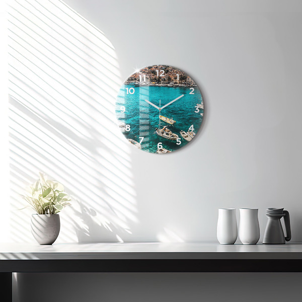 Orologio rotondo in vetro Barche in Croazia