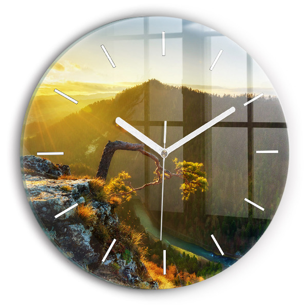 Orologio rotondo Tramonto sulle montagne