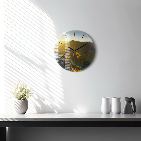 Orologio rotondo Tramonto sulle montagne